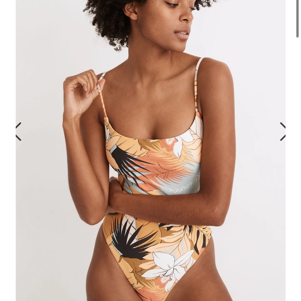 NWOT Madewell Second Wave Spaghetti strap one piece swimsuit- tropical vacation